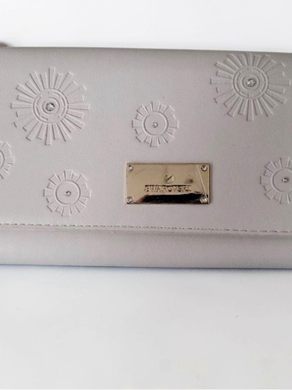 Swarovski White Crystal Embellished Wallet Wristlet Clutch Faux Leather - Picture 2 of 8